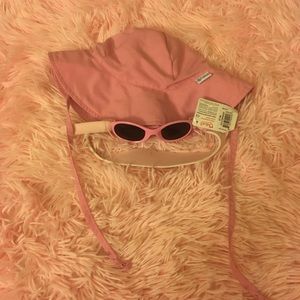 Baby pink sunglasses and pink bucket hat